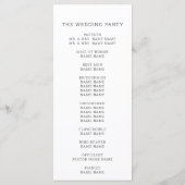 Modern wit zwart bruiloft programmakaart (Achterkant)