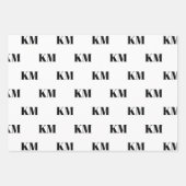 Modern wit zwart custom monogram initiaal inpakpapier vel (Voorkant 3)