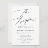 Modern Wit Zwart Eenvoudige bruiloft Receptie Foto Kaart (Voorkant)