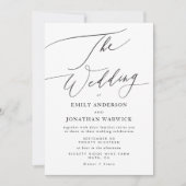 Modern Wit Zwart Eenvoudige QR CODE Trouwwebsite Kaart (Voorkant)