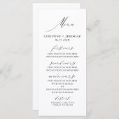 Modern Wit Zwart Elegant Script Bruiloft Menu (Voorkant / Achterkant)