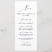Modern Wit Zwart Elegant Script Bruiloft Menu (Voorkant)