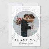 Modern wit zwart foto bruiloft dank u kaart (Voorkant)