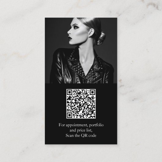 Modern wit zwart foto qr code logo fotograaf visitekaartje (Achterkant)