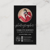 Modern wit zwart foto qr code logo fotograaf visitekaartje (Voorkant)