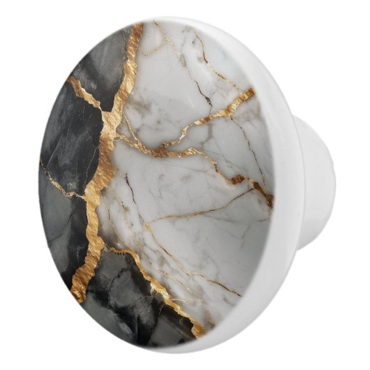 Modern Wit Zwart Goud Marmer Keramische Knop (Rechts)