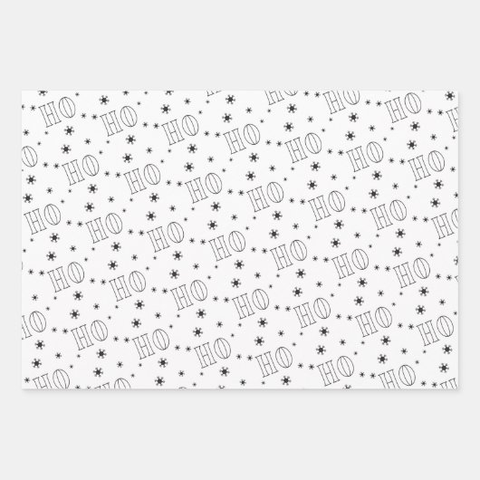 Modern wit zwart Ho Ho Ho Wrapping Paper Sheets (Voorkant 2)