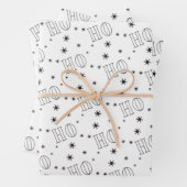 Modern wit zwart Ho Ho Ho Wrapping Paper Sheets (In situ)