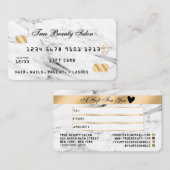 Modern Wit Zwart Marmer Goud Gift Credit Kaart Visitekaartje (Voorkant / Achterkant)