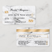 Modern wit zwart marmer goud krediet visitekaartje (Voorkant / Achterkant)