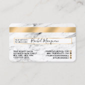 Modern wit zwart marmer goud krediet visitekaartje (Achterkant)