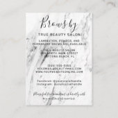 Modern wit zwart marmer wenkbrauwen nazorg pictogr visitekaartje (Achterkant)