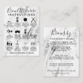 Modern wit zwart marmer wenkbrauwen nazorg pictogr visitekaartje (Voorkant / Achterkant)