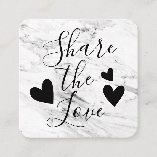 Modern wit zwart marmeren script aanbevelingskaartje (Voorkant)