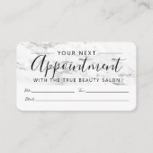 Modern wit zwart marmeren script afsprakenkaartje (Voorkant)