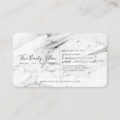 Modern wit zwart marmeren script afsprakenkaartje (Achterkant)