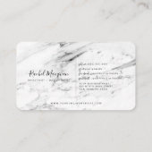 Modern wit zwart marmeren script klantenkaartje (Achterkant)