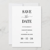 Modern Wit & Zwart Minimaal Save The Date (Voorkant)