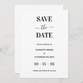 Modern Wit & Zwart Minimaal Save The Date (Voorkant / Achterkant)