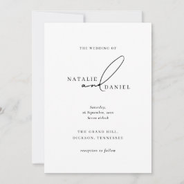 Modern Wit Zwart Minimale Klassieke Chique Bruilof Kaart