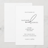 Modern Wit Zwart Minimale Klassieke Chique Bruilof Kaart (Voorkant / Achterkant)