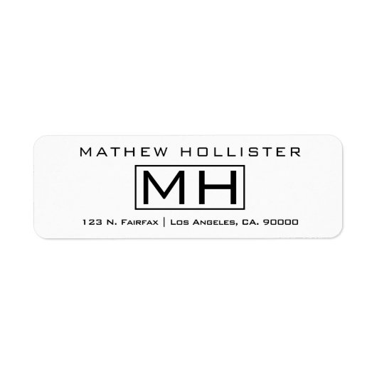 Modern Wit & Zwart Professioneel Etiket (Voorkant)