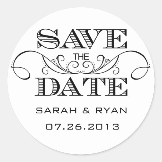 Modern Wit & Zwart Save the Date Sticker (Voorkant)