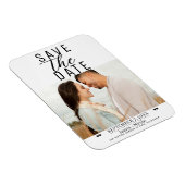 Modern Wit Zwart Save the Date Wedding Photo Magneet (Rechterzijde)