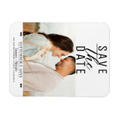 Modern Wit Zwart Save the Date Wedding Photo Magneet (Horizontaal)