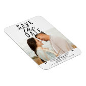 Modern Wit Zwart Save the Date Wedding Photo Magneet (Rechterzijde)