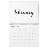 Modern wit zwart script maand minimalistisch aange kalender (Feb 2027)