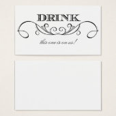 Modern Wit & Zwart Swirl Bruiloft Drink Ticket Visitekaartjes (Voorkant /achterkant)