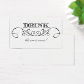 Modern Wit & Zwart Swirl Bruiloft Drink Ticket Visitekaartjes (Bureau)