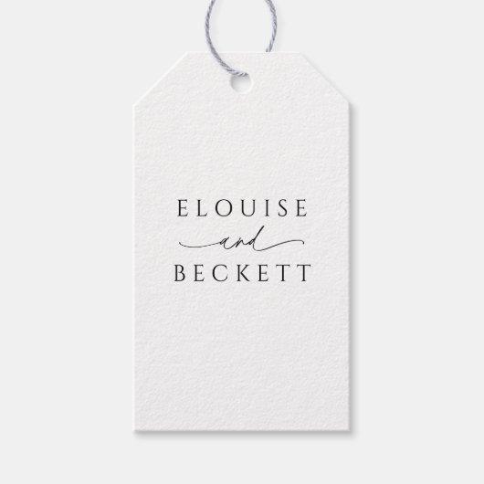 Modern wit zwart typografie bruiloft gunst Label Cadeaulabel (Voorkant)