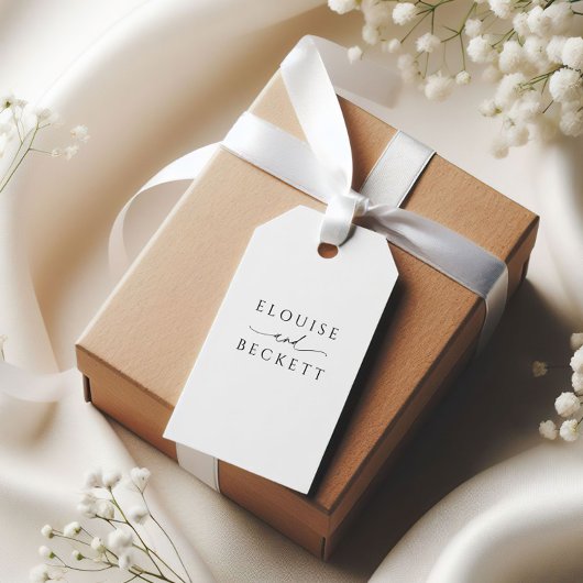 Modern wit zwart typografie bruiloft gunst Label Cadeaulabel