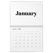 Modern wit zwart vet typografie maand 2024 kalender (Jan 2026)