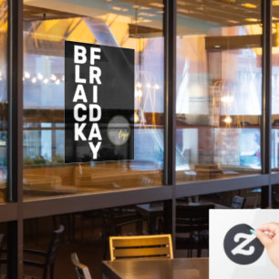 MODERN WIT ZWART VRIJDAG BUSINESS LOGO DISPLAY RAAMSTICKER