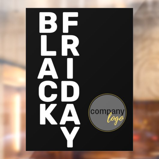 MODERN WIT ZWART VRIJDAG BUSINESS LOGO DISPLAY RAAMSTICKER (Vel 2)