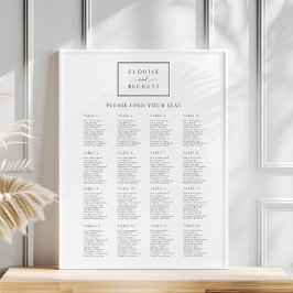 Modern Wit Zwart Wedding Zitting Grafiek Poster