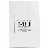 Modern Wit & Zwart Zakelijk Professioneel Medium Cadeauzakje (Voorkant)