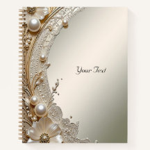 Modern Witbloem Parel Notebook