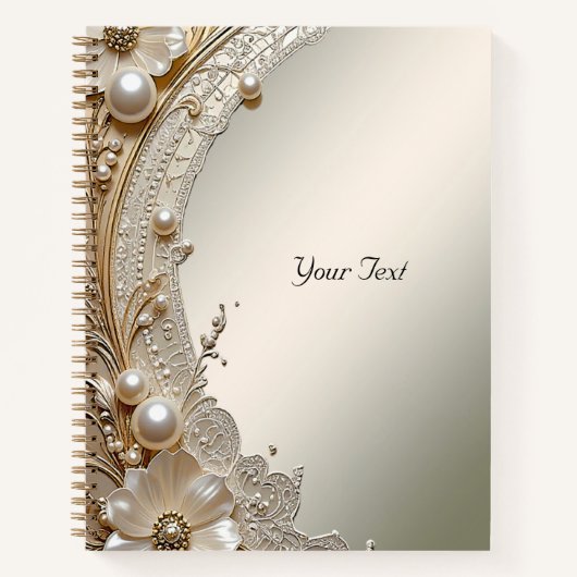 Modern Witbloem Parel Notebook Notitieboek (Voorkant)