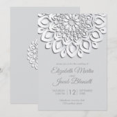 Modern Witboek gesneden Mandala bruiloft Kaart (Voorkant / Achterkant)