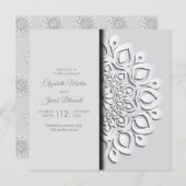 Modern Witboek gesneden Mandala Peekaboo Bruiloft Kaart (Voorkant / Achterkant)