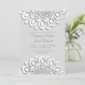 Modern Witboek gesneden Mandala Virtual Wedding Kaart (Staand voorkant)