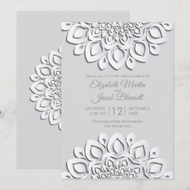 Modern Witboek gesneden Mandala Virtual Wedding Kaart