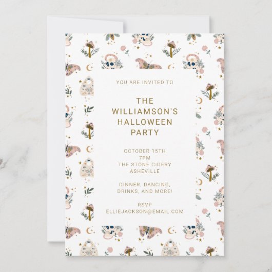 Modern Witchy Gothic Pink Simple Halloween Party Kaart (Voorkant)