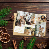 Modern Witgouden Foto Collage Prettig Kerstfeest Folie Feestdagenkaart