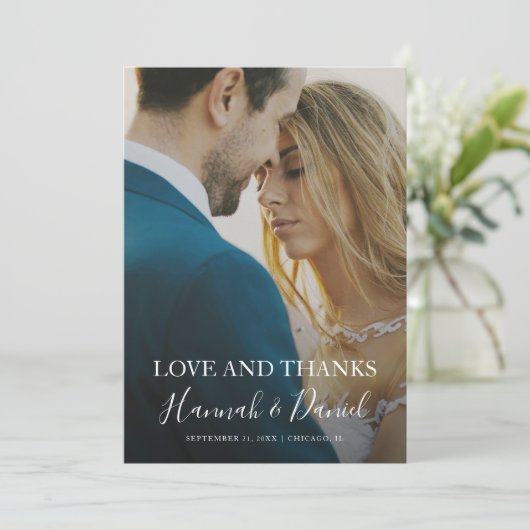 Modern witscript - Aangepast huwelijk voor volledi Bedankkaart (Staand voorkant)