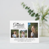 Modern Witte 3-Foto Afstudeerfeest Briefkaart (Staand voorkant)